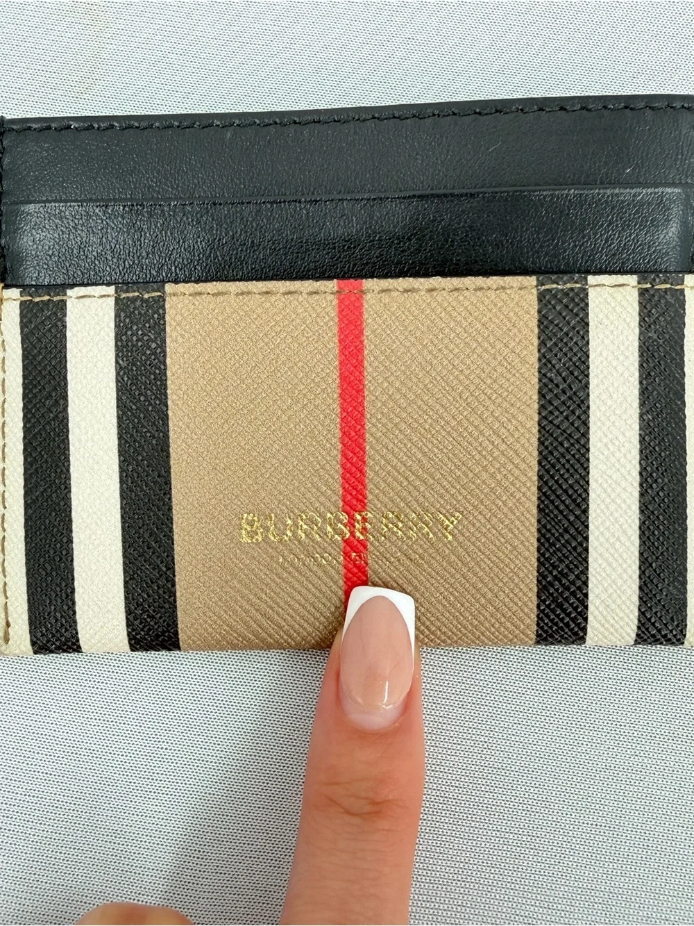 Burberry Vintage Check Unisex Card Holder Wallet Leather Trim designer wallet